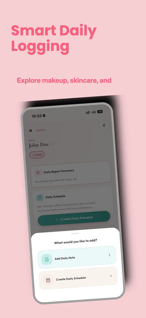 Quick add — note, schedule or photo in one tap